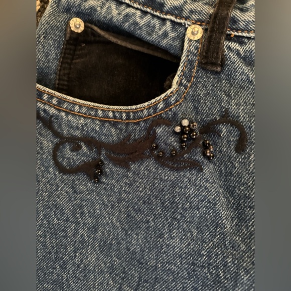 Vintage 80's Jordache Embellished Denim Jean Sz Jr 7/8 Dark Wash High Waisted - Picture 5 of 9